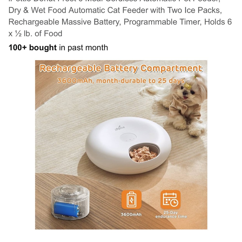 iPettie Automatic Pet Feeder - White - Picture 4 of 6